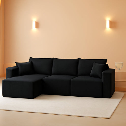 Luxurious Corduroy 108Inch L Shaped Sofa MemoryFoam