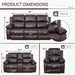 Manual Recliner Sofa Set, Bonded Leather Sofa Set Living Room Furniture, Reclining Sofa Set Leather Recliner Couch with Cup Holder/Storage Console for Living Room (3 Pieces Couch Set, Brown)