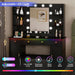 Vanity Desk with Mirror and Lights, Makeup Vanity with Mirror and LED Lights & Power Outlet, 3 Drawers and Cabinets, 3 Lighting Modes Dressing Table Set for Girls Women Bedroom,Black