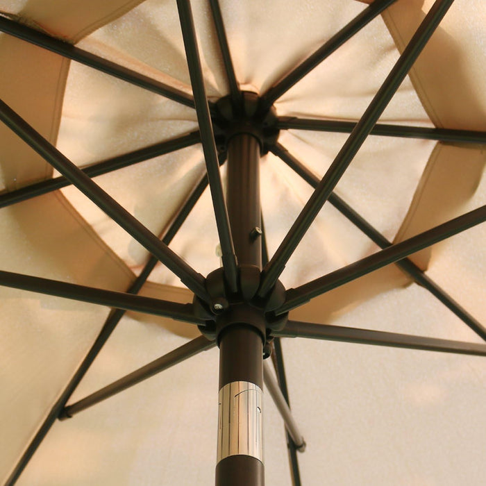 9Ft Patio Umbrella Outdoor Table Umbrella with 8 Sturdy Ribs (Tan)