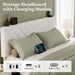 Queen Bed Frame with 2 Storage Drawers, White Velvet Upholstered
