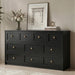59" Wide Black 10 Drawer Dresser for Bedroom with Gold Metal Handle