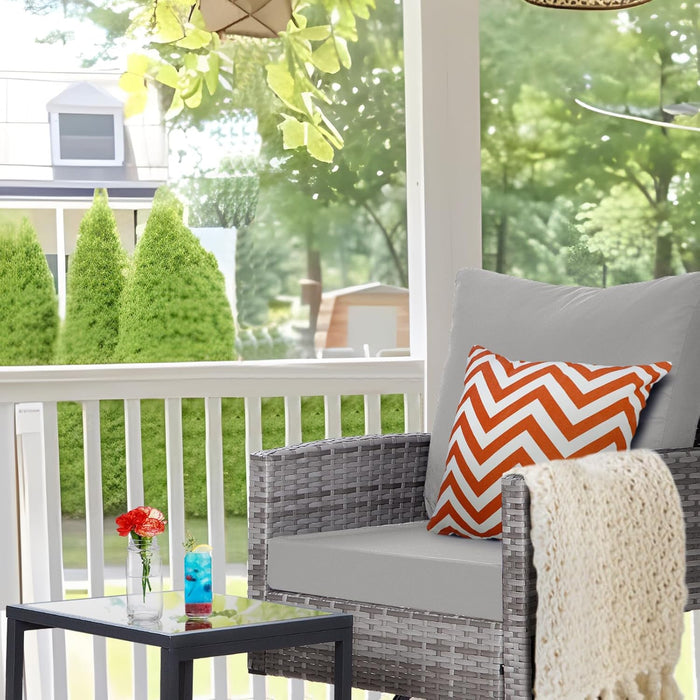 10 Pieces Outdoor Patio Furniture Set with Swivel Chairs, Wicker Sectional Sofa Set Rattan Modular Patio Conversation with Cushions Couch & Coffee Table for Garden, Balcony, Porch, Grey-Grey