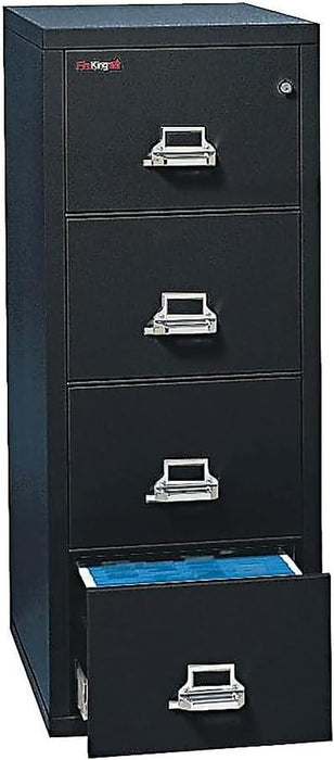 Fireproof Vertical File Cabinet (4 Letter Sized Drawers, Impact Resistant, Water Resistant), 52 .75" H Black, 18 W X 31 D, (41831CBL)