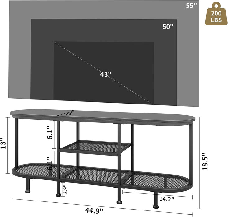 TV Stand for Entertainment Center - TV Stands Table for Living Room - Small TV Console Table for Bedroom - Metal Television Stand with Storage Shelf - White