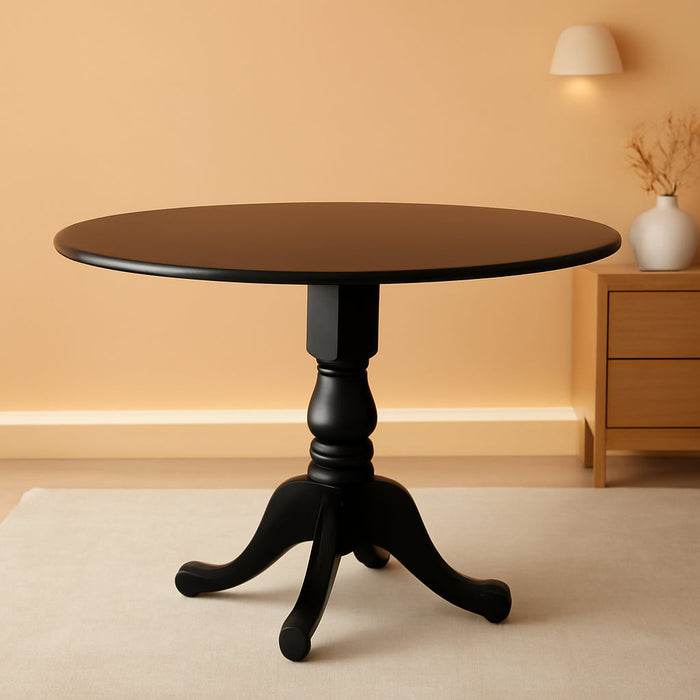 DLT-BLK-TP Dublin Modern Kitchen Table - a round Dining Table Top with Dropleaf & Pedestal Base, 42X42 Inch, Black