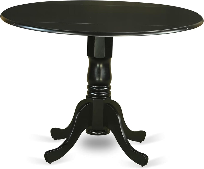 DLT-BLK-TP Dublin Modern Kitchen Table - a round Dining Table Top with Dropleaf & Pedestal Base, 42X42 Inch, Black