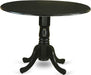 DLT-BLK-TP Dublin Modern Kitchen Table - a round Dining Table Top with Dropleaf & Pedestal Base, 42X42 Inch, Black