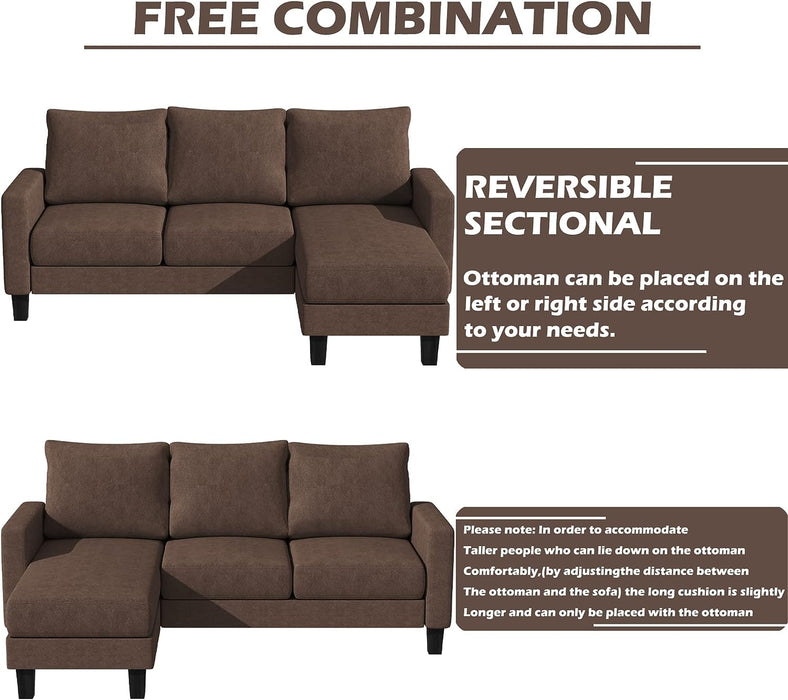 Small Space Reversible Sectional Sofa with Chaise Lounge