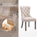 Velvet Dining Chairs Set of 6, Tufted Dining Room Chairs with Nailhead Ring Pull Trim, Upholstered Dining Chairs with Solid Wood Legs for Kitchen Dining Room (Beige)