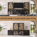 72" Tall Arched Storage Cabinet with Hutch, Bookcase with Open Shelves