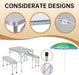 Picnic Table, Folding Picnic Table and Umbrella, Camping Table with 2 Benches and Umbrella, Mesh Net for Backyard, Party, Outdoor, Patio, Lawn