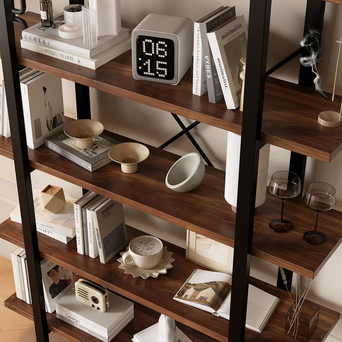 Bookshelf, Industrial Style Bookcase, Book Rack, Storage Rack Shelves in Living Room/Home/Office, Books Holder Organizer for Books/Movies (6-Tiers)