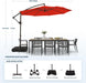 10Ft Patio Umbrella with Base Included, Outdoor Offset Cantilever Umbrella, Infinite Tilt, Crank and Cross Base, Orange Red