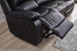 3PC Bonded Leather Reclining Sofa Chair Set Living Room Set Sofa Loveseat Glider Chair 8018 Multiple Colors (Black)