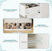 3 Lighting Modes Adjustable Brightness, with LED Lights and Mirror, with Power Outlets and 2 Drawers, 4 Storage Shelves Cabinet, White Makeup Table, Vanity Desk, Dressing Table for Bedroom