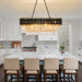 Crystal Chandelier Pendant Light Black Gold 32Inch