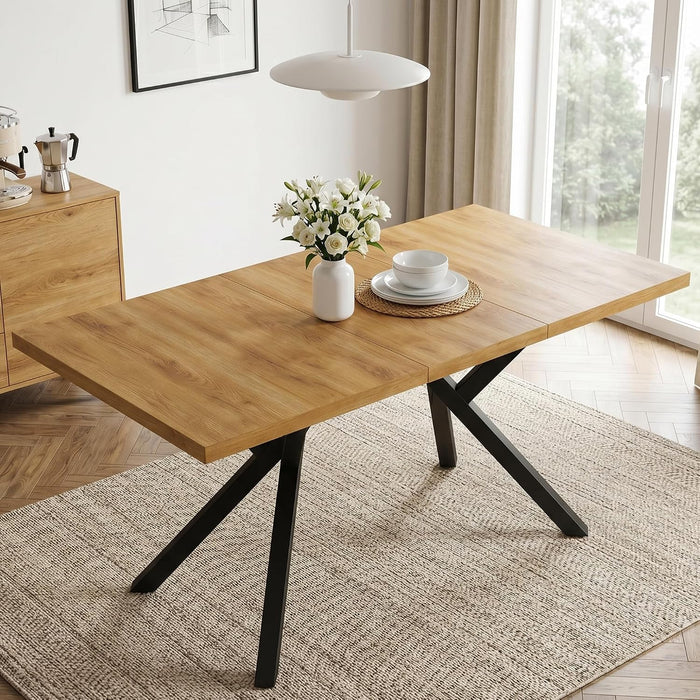 Extendable MDF Dining Table 47.2''-63'' for 4-6 People, Oak