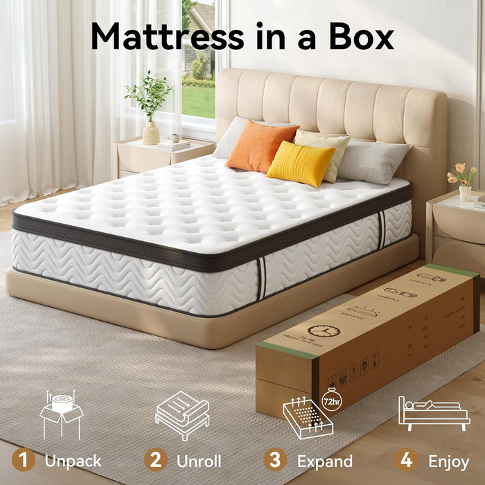 Queen 12Inch Hybrid Mattress With UltraMemory Foam
