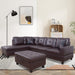 Ponliving Furniture Modern L-Shaped Leather Sectional Sofa Left Hand Facing (Brown)