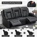 Recliner Chair Set, Furniture 3PC Bonded Leather Recliner Set Living Room Set, Sofa, Recline Chair (Black,Living Room Set 3)