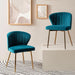 Dining Chairs Set of 2 Velvet Upholstered Kitchen & Dining Room Chairs with Metal Legs Vanity Chair Armless Side Chairs for Living Room Bedroom Restaurant, Channel Curved Backrest, Teal