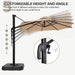 10FT Cantilever Patio Umbrella, 360° Rotation Offset Outdoor Umbrella with Aluminum Frame, Square Umbrella with Tilt for Backyard, Pool, Deck, Garden(Round Khaki)