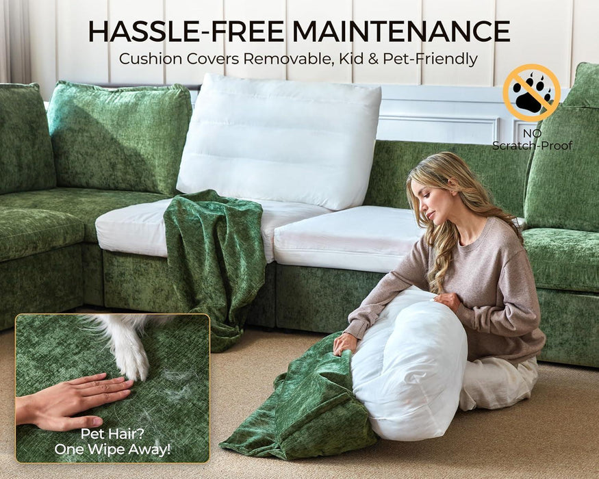 102.8'' Loveseat Power Recliner Sofa with Headrest, Oversized Cloud Modular Sectional Reclining Couch with Table, Storage Drawer, Charging, 2-Seater for RV Home Theater, Chenille, Green