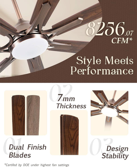 72" Oil Rubbed Bronze Smart Ceiling Fan with Light via Wifi Alexa,6-Speeds Quiet DC Motor,Dimmable,Outdoor Antique Bronze Large Ceiling Fan for Living Room,Patio,Dual Finish 7 Blades