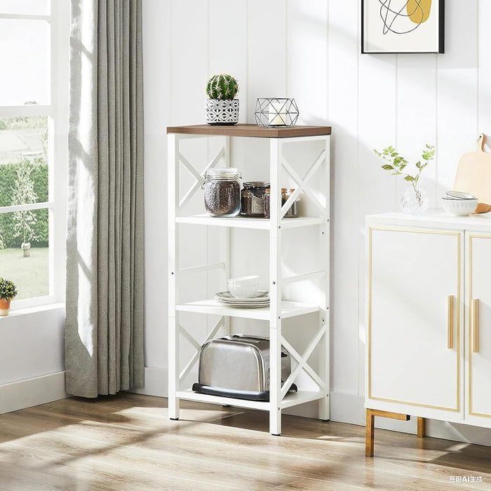 Narrow FourTier BookshelfUnit With Robust MetalFrame