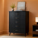 Five Drawer Dresser Anthracite Wood Curved Profile
