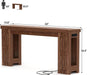 63" Console Table with Outlet, Farmhouse Entryway Table with Colorful LED Lights, Wooden Sofa Table with Unique Carved Design, Foyer Accent Table for Entrance, Hallway, Living Room