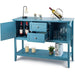 Aqua Wood Buffet Sideboard with Cabinets and Drawers
