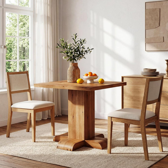 Tribesigns Solid Wood Square Dining Table 31.5 Inch Space-Saving | Natural Wood Grain Kitchen Table, Space-Saving for 2-4 People, Rustic Farmhouse Style for Dining Room, Apartments, Restaurant