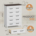 White Dresser Tall for Bedroom,Wooden 5 Drawer Dresser for Nursery,Chest of Drawers for Bedroom, Closet Storage Organizer for Living Room, Hallway, Closet (Brown&White)