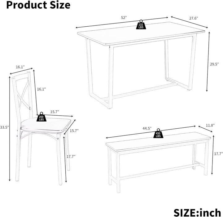 6 Pieces Dining Set 6-Piece Kitchen Table Set Perfect, Easy Assembly Seater for Indoor Home, Dinner, Kitchen, Gray（1 Table+4Chair+1Stool