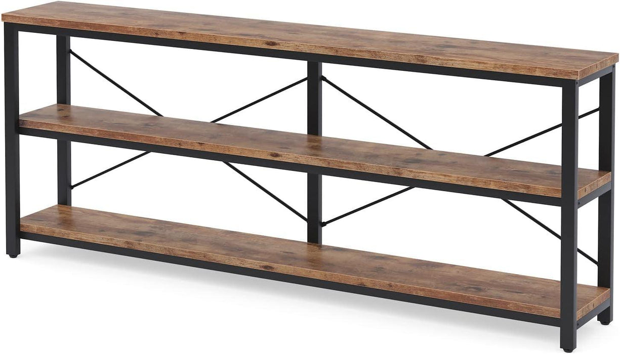 71" Sofa Tables Extra Long Couch Table, Narrow Long Console Table, Entryway Table,Sofa Table with 3 Tiers Storage Shelves (Rustic Brown)