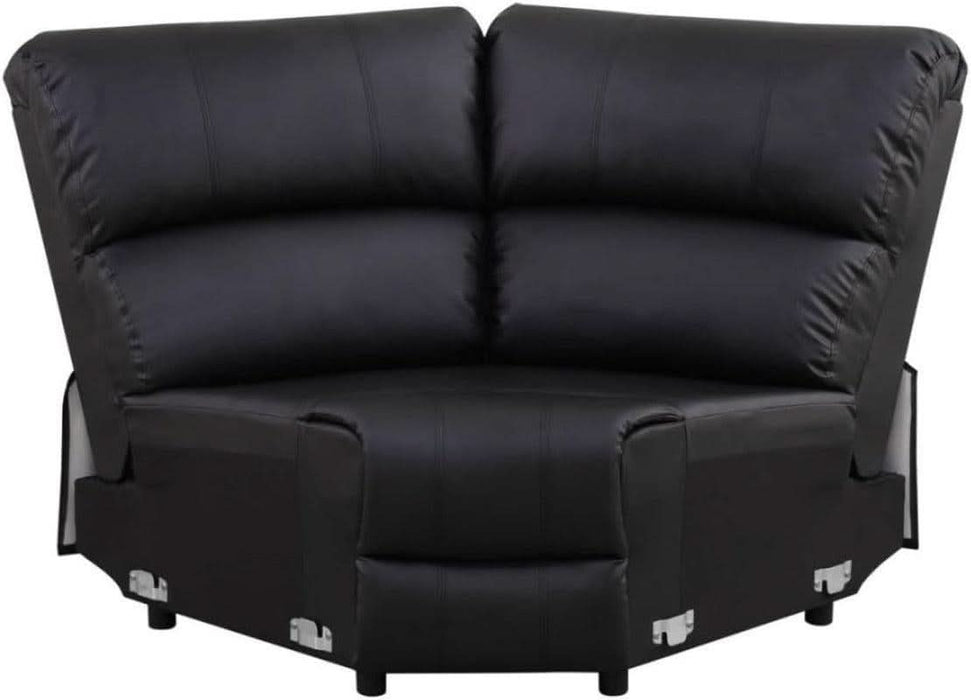 Reclining Sectional Sofa Set, L Shaped PU Leather Recliner Couch with Cup Holder and Storage Console for Home Theater & Living Room, Black