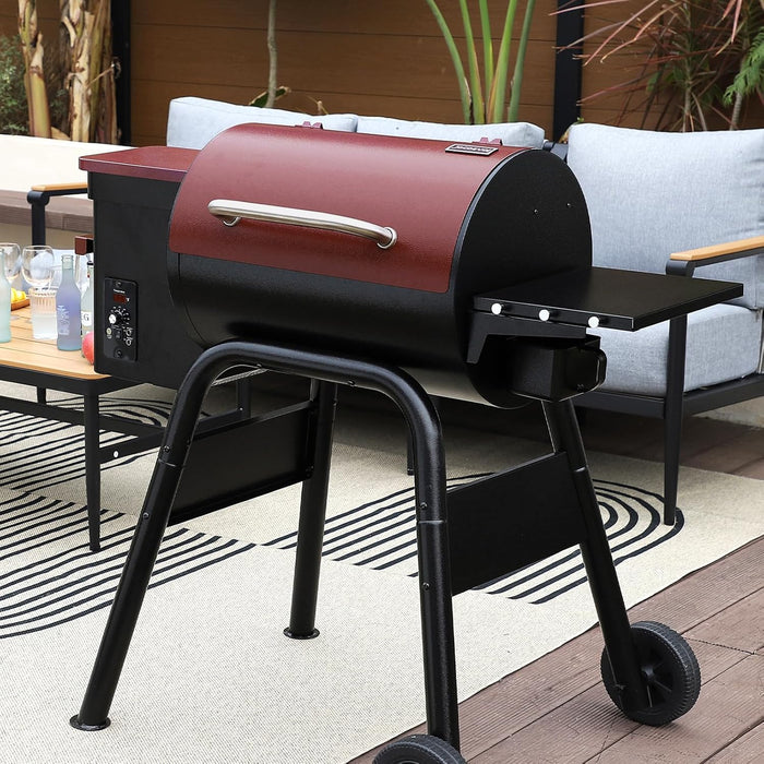 Wood Pellet Grill Smoker for Outdoor Cooking, 456 SQ. in Cook Area Electric Pellet Grill with Auto Feed & PID Temperature Control 180-425°F, 6-In-1 BBQ Grill & Rain Cover for Backyard