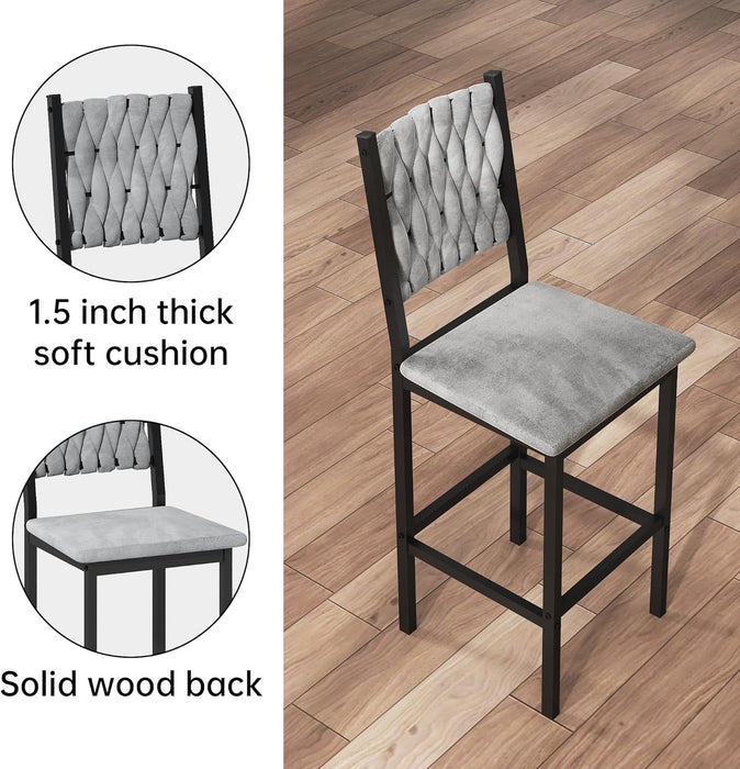Gray Velvet Contemporary Counter Height Dining Set