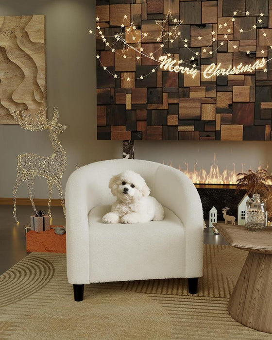 Beige Boucle Barrel Armchairs For Contemporary Living