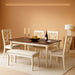 6-Piece Farmhouse Dining Table Set with 4 Upholstered Chairs and Bench, 71” Solid Wood Table, Seating for 6, for Dining Room or Kitchen, Rustic White & Walnut Finish