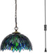 Stained Glass Style Plug in Hanging Lamp Multicolor Leaf 180 Inch