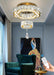 Small Crystal Chandeliers Dia 12" Gold Chandelier Flush Mount Ceiling Light for Bedroom Living Room Dining Room Hallway Dimmable 3 Rings LED Celing Lighting Fixtures