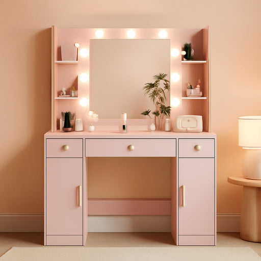 43 Inch MagentaPink Vanity Desk Illuminated Mirror