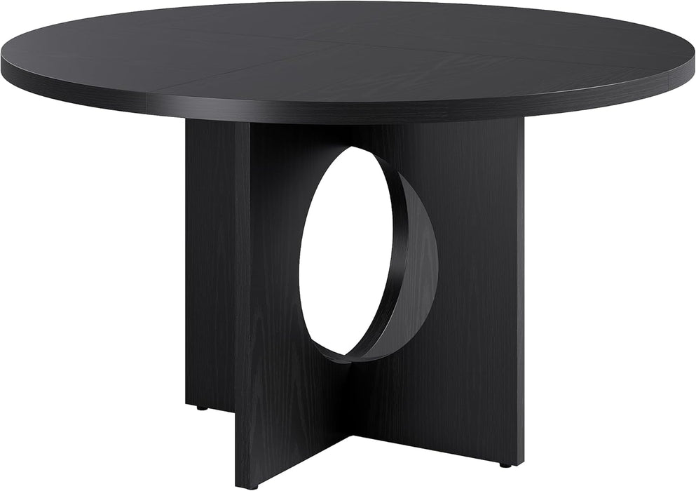 47 Inch CircularLayout Dining Table Black SpaceSaving