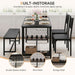 55-Inch Dining Table Set for 4 with Bench, Wine Rack, Black
