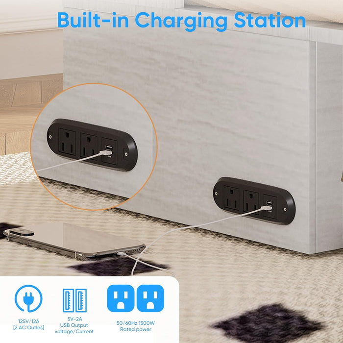 Queen Murphy Bed Cabinet With Integrated USBCharge