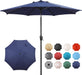 9' round Patio Umbrella with Push-Button Tilt and Hand Crank Lift System, Market Umbrella for Porch, Deck, and Patio