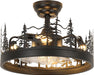Rustic Black Ceiling Fan with Light, Bear and Deer Design